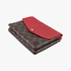 Pre-owned Louis Vuitton Twice Brown×Cerise Monogram Canvas×calf leather M50184 shoulderbag | stylenewstar
