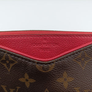 Pre-owned Louis Vuitton Pallas Clutch Brown x Cerise Monogram canvas M41638 shoulderbag | stylenewstar