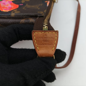 Pre-owned Louis Vuitton Pochette Accessoires brown×multi Monogram Rose Canvas M48615 handbag | stylenewstar