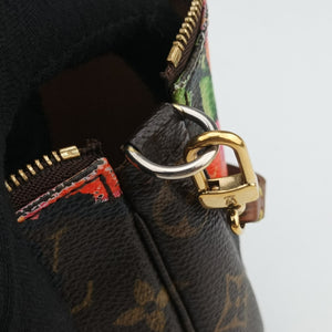 Pre-owned Louis Vuitton Pochette Accessoires brown×multi Monogram Rose Canvas M48615 handbag | stylenewstar