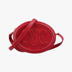Pre-owned Celine Oval Purse Cuir Triomphe Red Leather crossbodybag | stylenewstar