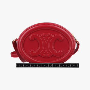 Pre-owned Celine Oval Purse Cuir Triomphe Red Leather crossbodybag | stylenewstar