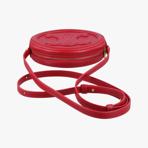 Pre-owned Celine Oval Purse Cuir Triomphe Red Leather crossbodybag | stylenewstar