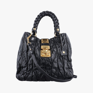 Pre-owned Miu Miu Matelasse Black Leather shoulderbag | stylenewstar