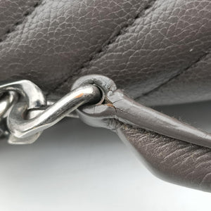 Pre-owned Yves Saint Laurent COLLEGE Grey Leather 428056 shoulderbag | stylenewstar