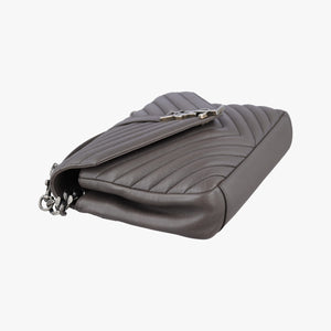 Pre-owned Yves Saint Laurent COLLEGE Grey Leather 428056 shoulderbag | stylenewstar