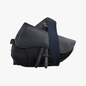 Pre-owned Christian Dior Saddle Black × Gray Nylon x Leather bum bag/waist bag | stylenewstar