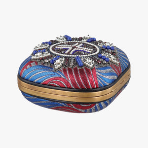Pre-owned Gucci Broadway Metallic Brocade Blue Fabric 453575 shoulderbag | stylenewstar