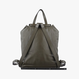 Pre-owned Prada Triangle logo Green Leather BZ032L backpack/rucksack | stylenewstar