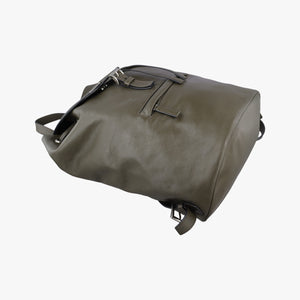 Pre-owned Prada Triangle logo Green Leather BZ032L backpack/rucksack | stylenewstar