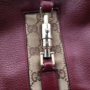 Pre-owned Gucci New Jackie Burgundy Leather×canvas 124407 shoulderbag | stylenewstar