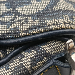 Pre-owned Christian Dior Saddle Navy Jacquard shoulderbag | stylenewstar