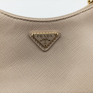 Pre-owned Prada Re-Edition 2005 Beige SAFFIANO Leather 1BH204 shoulderbag | stylenewstar