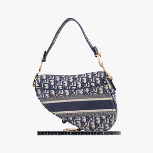 Pre-owned Christian Dior Saddle Navy Jacquard shoulderbag | stylenewstar