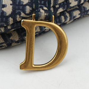 Pre-owned Christian Dior Saddle Navy Jacquard shoulderbag | stylenewstar