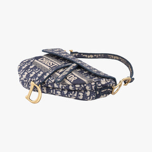 Pre-owned Christian Dior Saddle Navy Jacquard shoulderbag | stylenewstar
