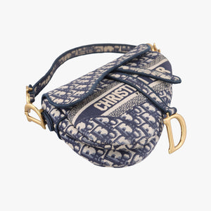 Pre-owned Christian Dior Saddle Navy Jacquard shoulderbag | stylenewstar