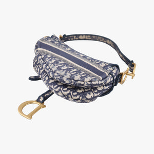 Pre-owned Christian Dior Saddle Navy Jacquard shoulderbag | stylenewstar