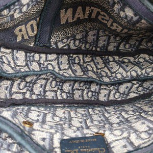Pre-owned Christian Dior Saddle Navy Jacquard shoulderbag | stylenewstar