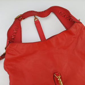 Pre-owned Gucci new jackie Red Leather 219704 shoulderbag | stylenewstar