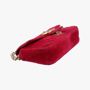 Secondhand Gucci GG Marmont Red velour 446744 shoulderbag | stylenewstar
