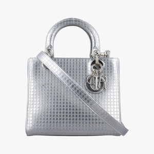 Pre-owned Christian Dior Lady Dior Silver Patent shoulderbag | stylenewstar