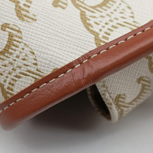 Pre-owned Celine FOLCO Triomphe White×brown PVC coated canvas shoulderbag | stylenewstar