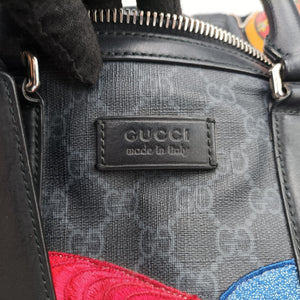 Pre-owned Gucci GG Supreme Carry-On Duffel Black x Multicolour PVC coated canvas×Leather 474131 handbag | stylenewstar