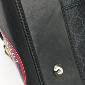 Pre-owned Gucci GG Supreme Carry-On Duffel Black x Multicolour PVC coated canvas×Leather 474131 handbag | stylenewstar