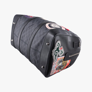 Pre-owned Gucci GG Supreme Carry-On Duffel Black x Multicolour PVC coated canvas×Leather 474131 handbag | stylenewstar