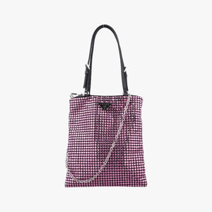 Secondhand Prada Rosa Satin Crystal Mini Tote Purple Rhinestone 1BA253 shoulderbag | stylenewstar