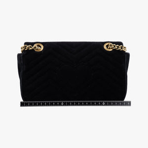 Pre-owned Gucci GG Marmont Black velour 443497 shoulderbag | stylenewstar