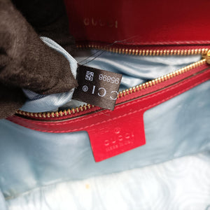 Pre-owned Gucci GG Ring GG Marmont Red Leather 589474 shoulderbag | stylenewstar