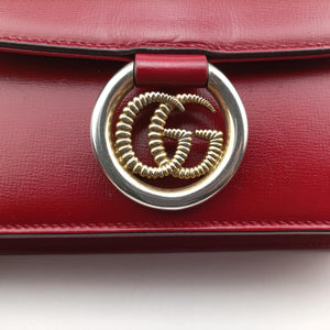 Pre-owned Gucci GG Ring GG Marmont Red Leather 589474 shoulderbag | stylenewstar