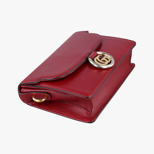 Pre-owned Gucci GG Ring GG Marmont Red Leather 589474 shoulderbag | stylenewstar