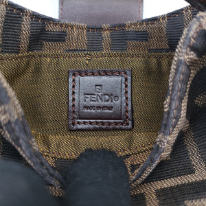 Pre-owned Fendi Mini croissants Brown canvas× leather 26673 handbag | stylenewstar