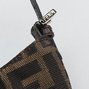 Pre-owned Fendi Mini croissants Brown canvas× leather 26673 handbag | stylenewstar