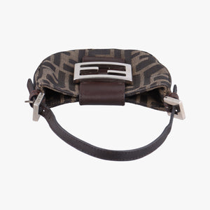 Pre-owned Fendi Mini croissants Brown canvas× leather 26673 handbag | stylenewstar