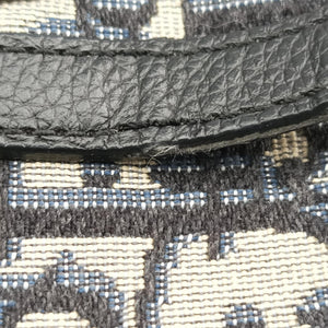 Pre-owned Christian Dior saddle Navy Jacquard×Leather bum bag/waist bag | stylenewstar