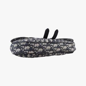 Pre-owned Christian Dior saddle Navy Jacquard×Leather bum bag/waist bag | stylenewstar