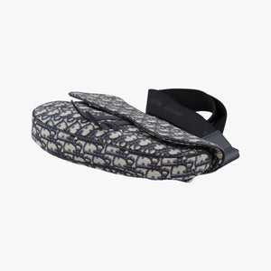 Pre-owned Christian Dior saddle Navy Jacquard×Leather bum bag/waist bag | stylenewstar