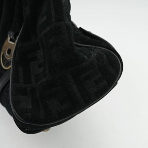 Pre-owned Fendi Zucca Borse Magic Black Suede × Leather 8BN143 handbag | stylenewstar