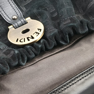 Pre-owned Fendi Zucca Borse Magic Black Suede × Leather 8BN143 handbag | stylenewstar
