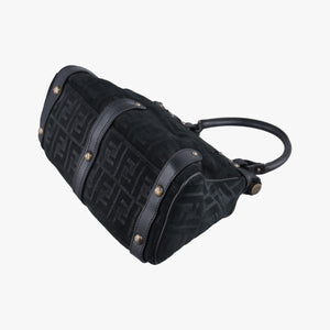 Pre-owned Fendi Zucca Borse Magic Black Suede × Leather 8BN143 handbag | stylenewstar
