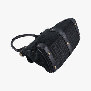 Pre-owned Fendi Zucca Borse Magic Black Suede × Leather 8BN143 handbag | stylenewstar