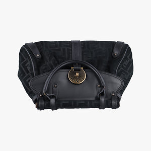 Pre-owned Fendi Zucca Borse Magic Black Suede × Leather 8BN143 handbag | stylenewstar