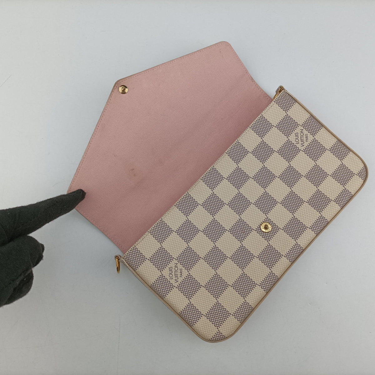 Pre-owned Louis Vuitton Pochette FeLICIE AZUR Damier Canvas N63106 shoulderbag | stylenewstar