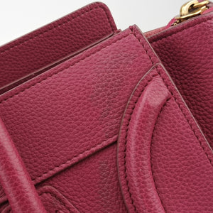 Pre-owned Celine Luggage Micro shopper Pink Leather  handbag | stylenewstar