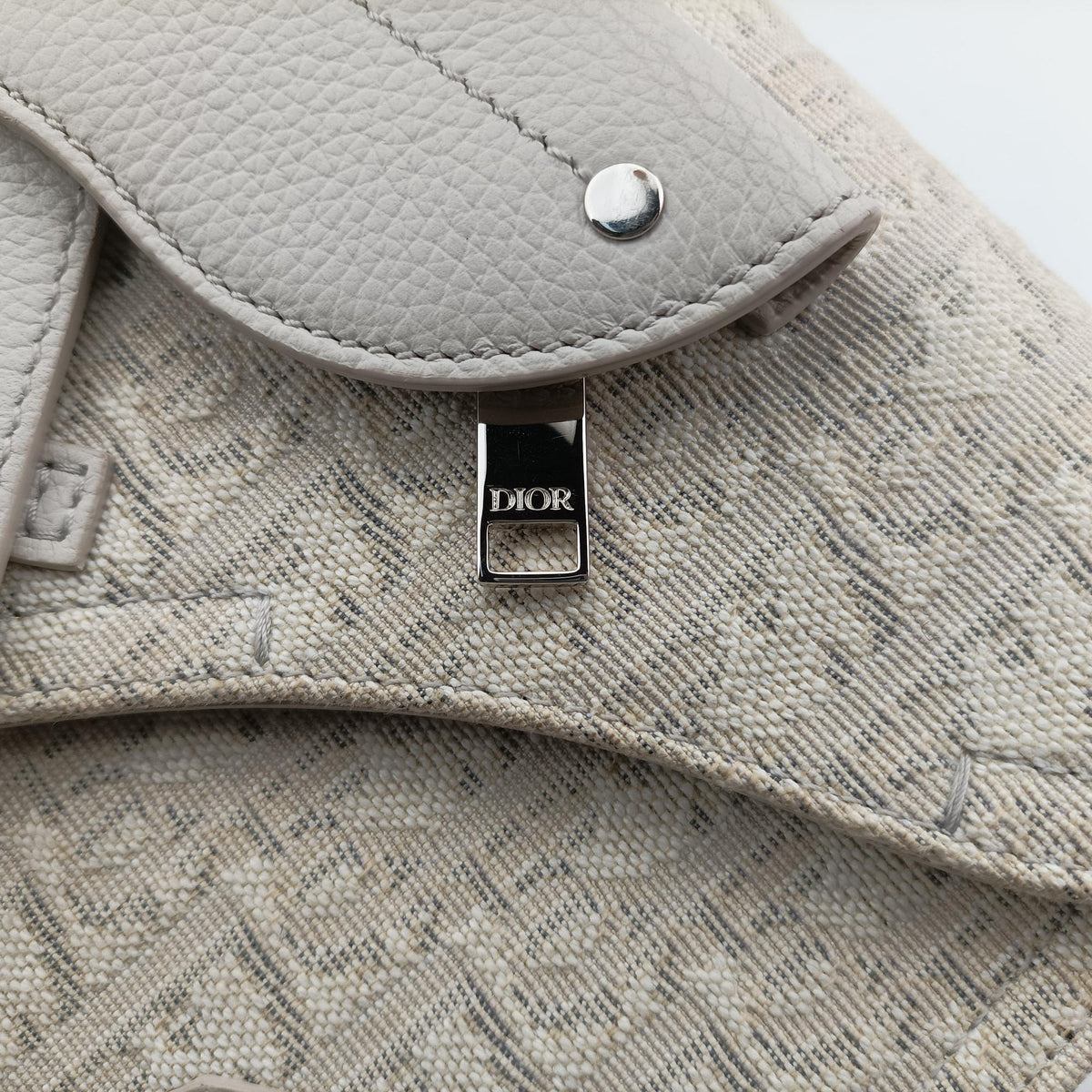Pre-owned Christian Dior Saddle White Jacquard × Leather  shoulderbag | stylenewstar