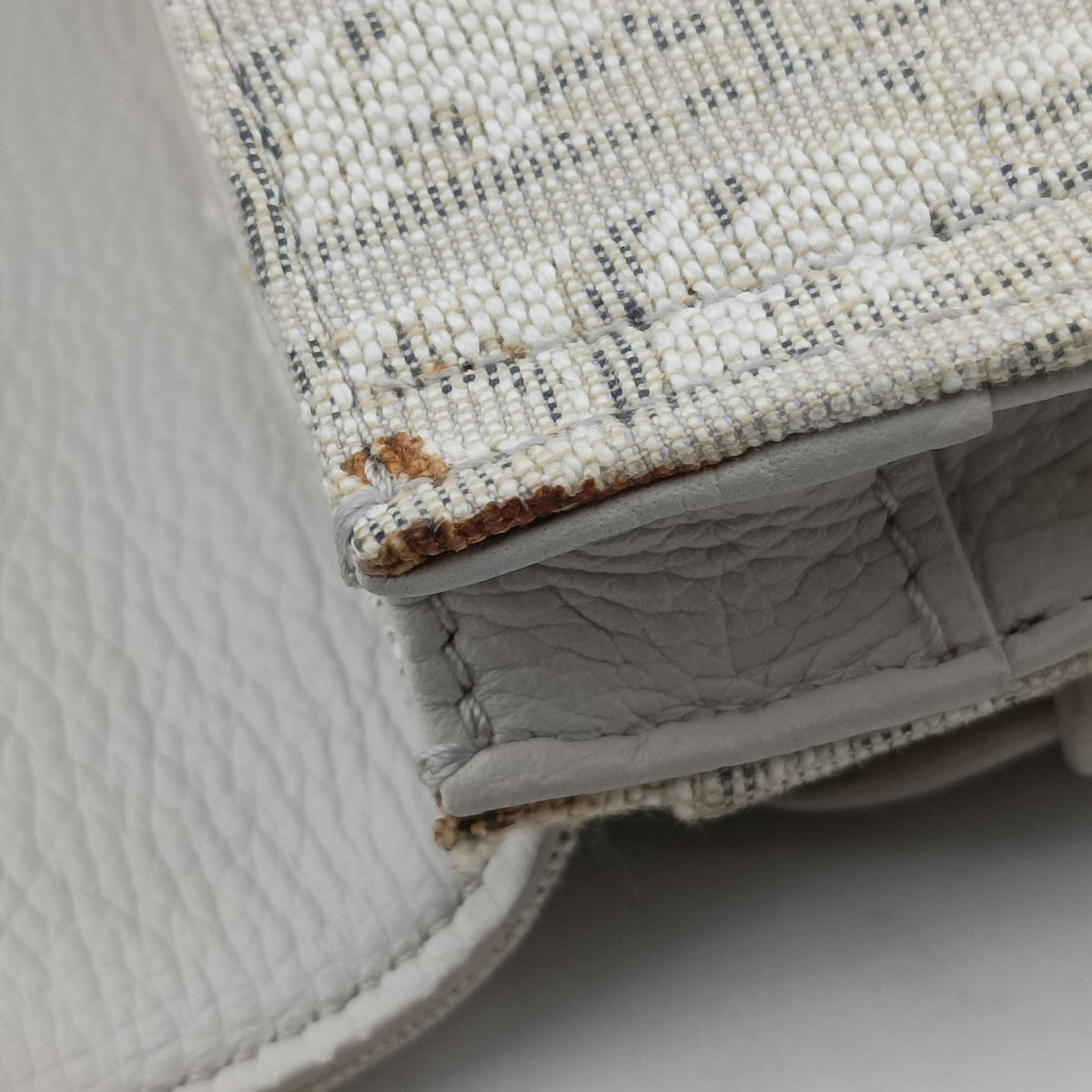 Pre-owned Christian Dior Saddle White Jacquard × Leather  shoulderbag | stylenewstar